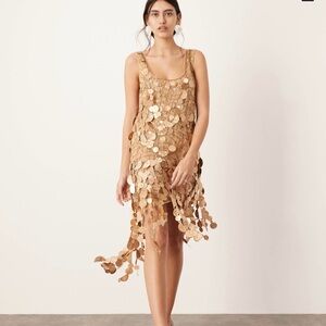 Gold Sequin Midi Dress